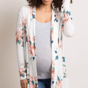 PinkBlush Ivory Rose Long Sleeve Cardigan EUC